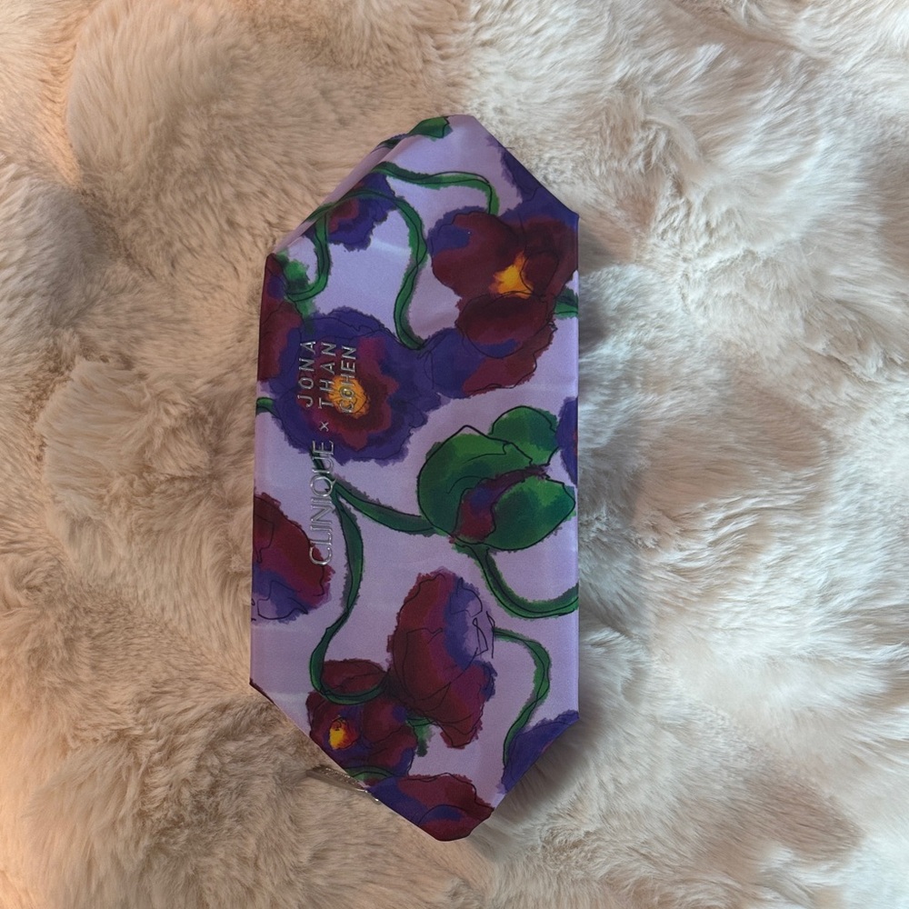 Clinique Floral Purple and Green Pouch. New